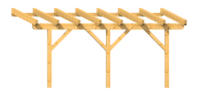Holz-Terrassendach 5m Breite Kopfband gerade