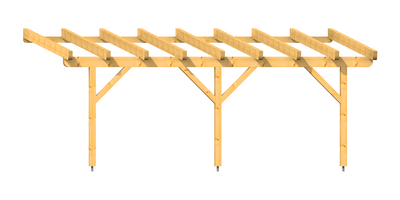 Holz-Terrassendach 6m Breite Kopfband gerade