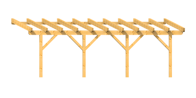 Holz-Terrassendach 7m Breite Kopfband gerade