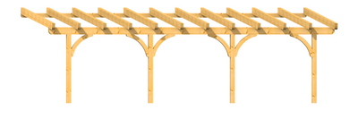 Holz-Terrassendach 8m Breite Kopfband geschweift